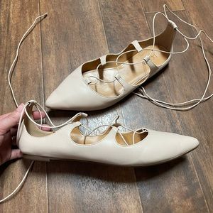 J Crew Lace Up Pointed Toe Flats